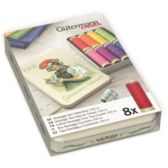 Gütermann Nostalgie-Box Allesnäher-3 (8 Farben/ 100 m)