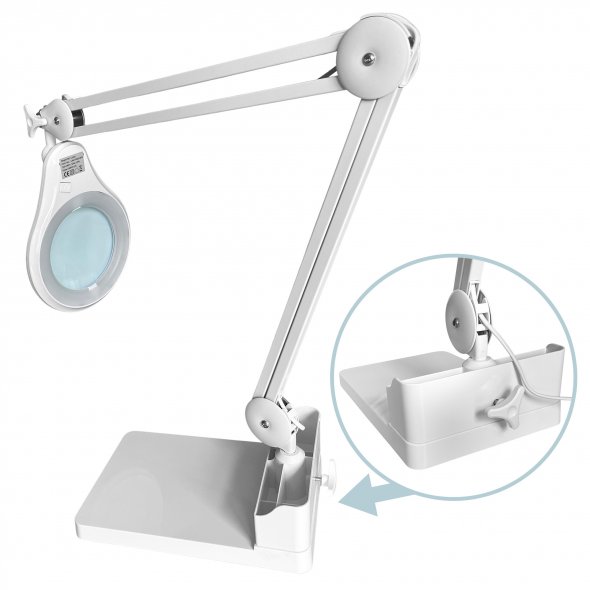 Semplix Tischfuß mit Organizer für LED-Leuchte (weiß/ 275 x 185 x 24 mm)