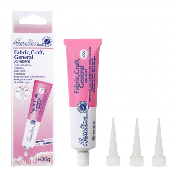 Hemline Textilkleber 5er Pack (5 x 30g/ inkl. 3 Düsenaufsätze)