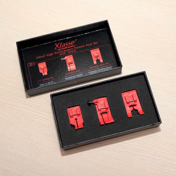 Klassé Ultra T Antihaft-Nähfuß-Set (3 Nähfüße/ rot)