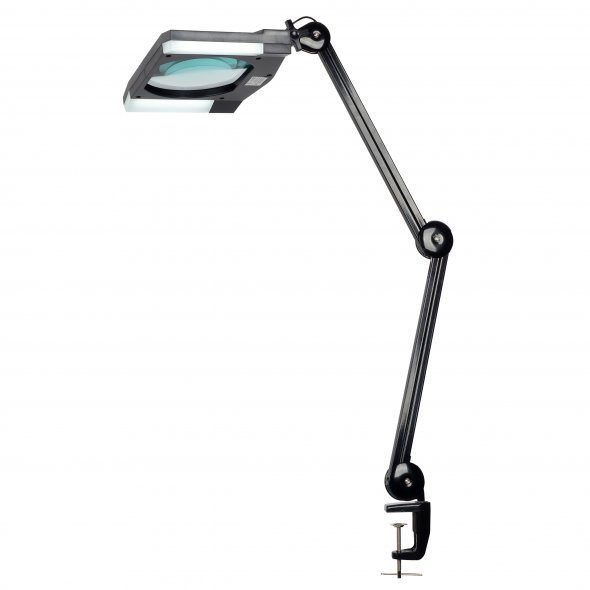 Semplix LED Lupen-Lampe 3D schwarz (Linse 189 mm x 157 mm/ Tischklemme)