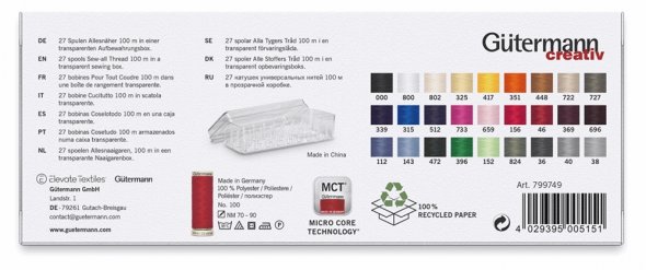 Gütermann Allesnäher Nähfaden-Acrylbox (27 Farben/ 100 m)