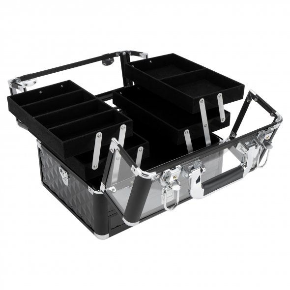 Multi-Box/ Nähkoffer/ Schmuckkasten/ Schminkkoffer (schwarz/ silber)