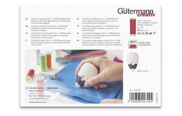 Gütermann Allesnäher + Kreiderad Maus Nähfaden-Set (10 Farben/ 100 m)