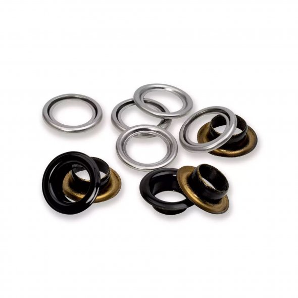 Prym Ösen mit Scheiben (11 mm/ schwarz-silberfarbig/ 20 St.)