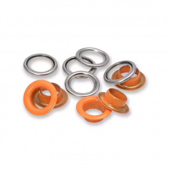 Prym Ösen mit Scheiben (11 mm/ orange-silberfarbig/ 20 St.)
