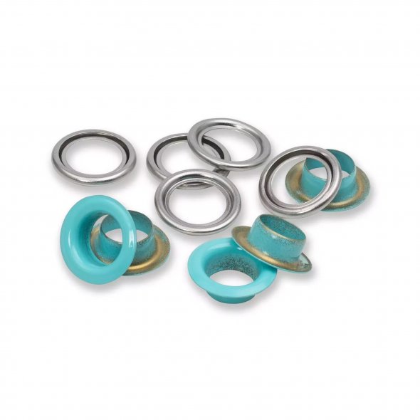 Prym Ösen mit Scheiben (11 mm/ mint-silberfarbig/ 20 St.)