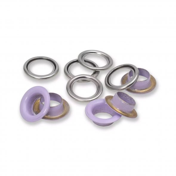 Prym Ösen mit Scheiben (11 mm/ lila-silberfarbig/ 20 St.)