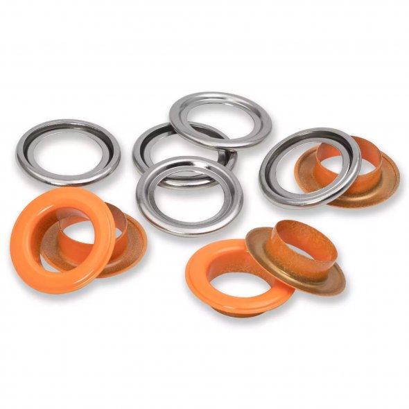 Prym Ösen mit Scheiben (14 mm/ orange-silberfarbig/ 15 St.)