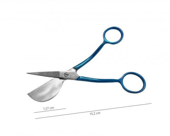 Famore hochwertige Applikationsschere (linkshänder / gebogen / blau-metallic)