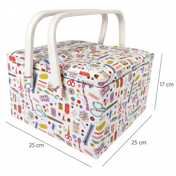 Nähkorb von Hobby Gift Nähzubehör (Doppeldeckel / L / L 25 x T 25 x H 17 cm)