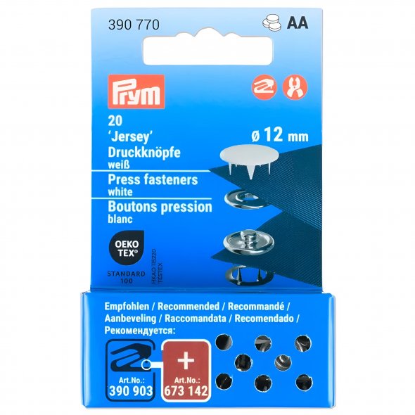 Prym Druckknöpfe Jersey (12 mm/ weiß/ 20 St.)