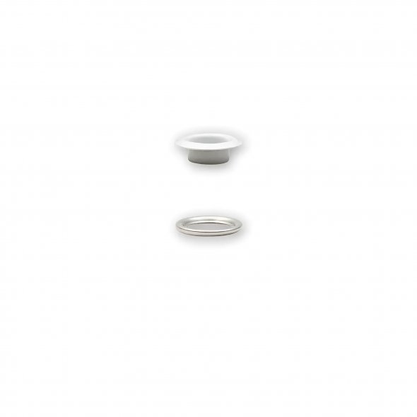 Prym Ösen mit Scheiben (8 mm/ weiß-silberfarbig/ 32 St.)