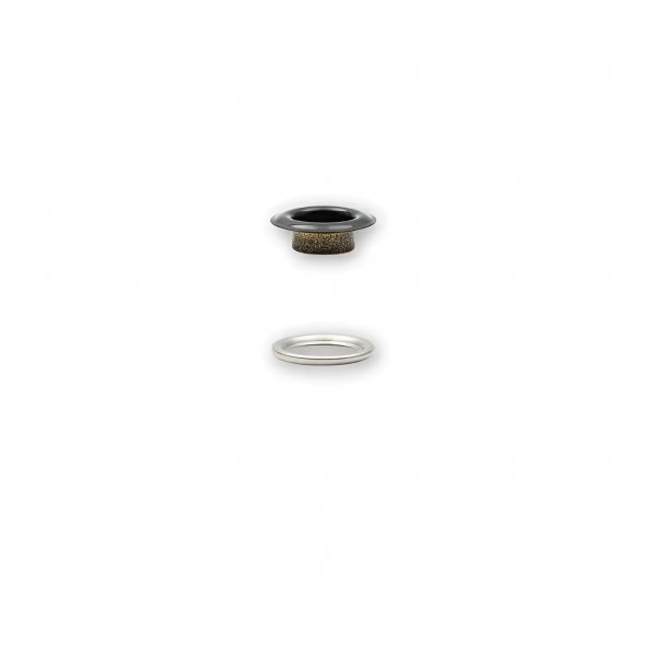 Prym Ösen mit Scheiben (8 mm/ schwarz-silberfarbig/ 32 St.)