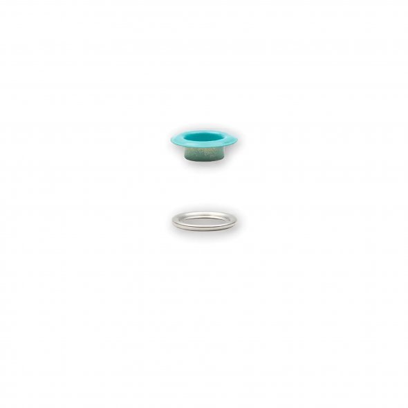 Prym Ösen mit Scheiben (8 mm/ mint-silberfarbig/ 32 St.)