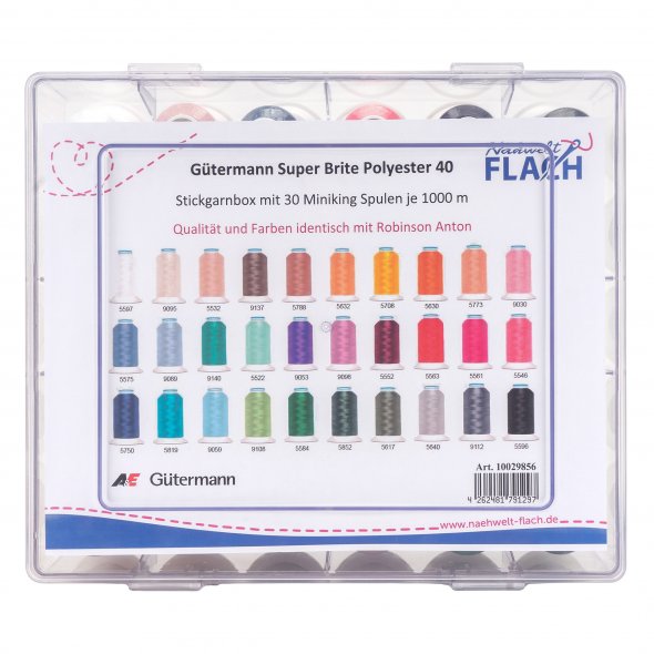 Gütermann Super Brite Stickgarnbox Polyester 40 (1.000 m / 30 Spulen)