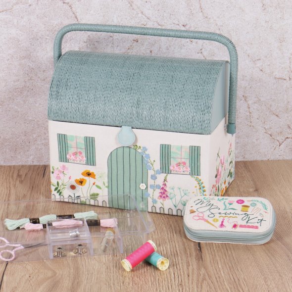 Nähkorb/Nähkästchen Country Cottage (bestickt / L / 21x30x26cm)