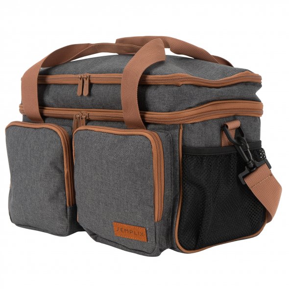 Semplix Multifunktionstasche anthrazit/braun (38 x 18 x 19 cm)