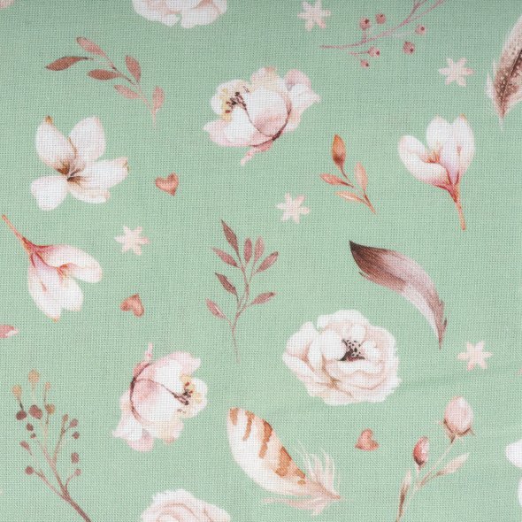 3er Bundle Baumwollstoff gemustert (je 50 x 135 cm / mint/beige/rosé