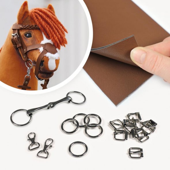 Kullaloo Hobby Horse Trense Material-Set silber mit braunem Leder
