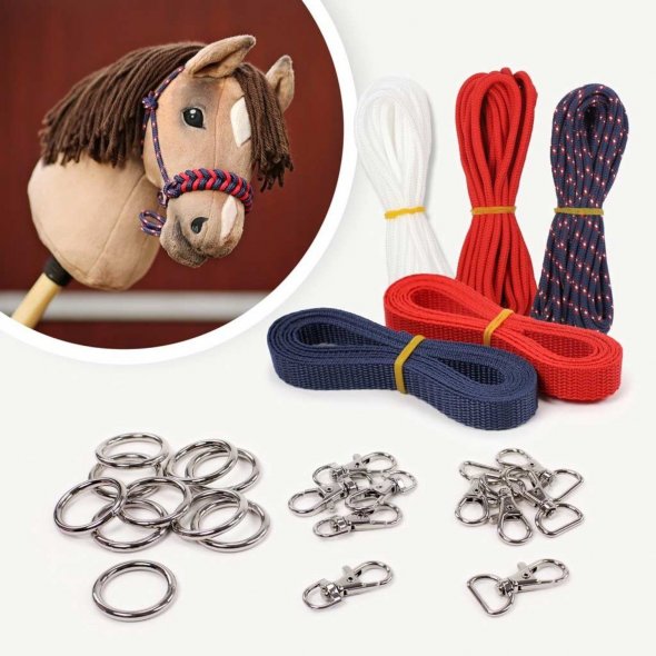 Kullaloo Hobby Horse Halfter Material-Set navy/rot