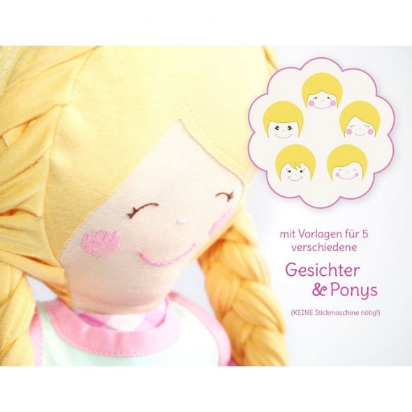 Kullaloo Stoffpuppe LULU + Kleid (Nähanleitung + Schnittmuster)