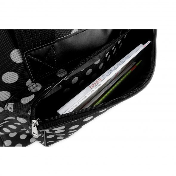 Over-Coverlocktasche XL (schwarz/weiß gepunktet)