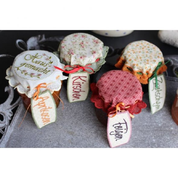 Windesign Stickmuster USB "Häubchen für`s Marmeladenglas" Lacetechnik (12 Designs)