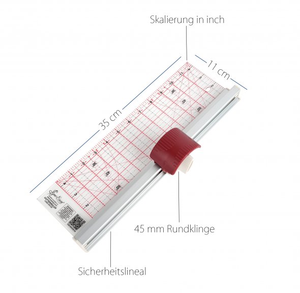 Ruler-Cutter Schneidlineal 34 cm Skalierung in inch 4,5" x 13,5"