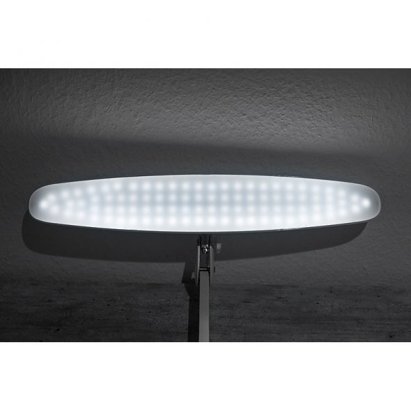 Semplix LED Arbeitslampe Stehlampe weiß (182 LED/ dimmbar/ inkl. Standfuß m. Rollen/ Tischklemme)
