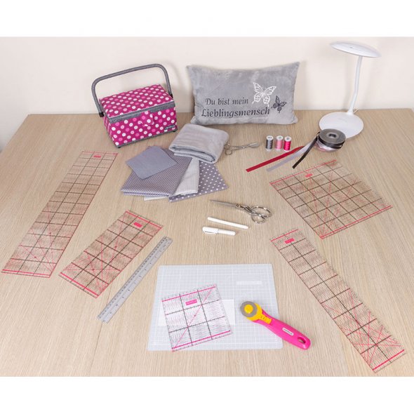 Semplix Patchwork-Quiltlineal (15 x 15 cm/ 2,5 mm dick/ pink)