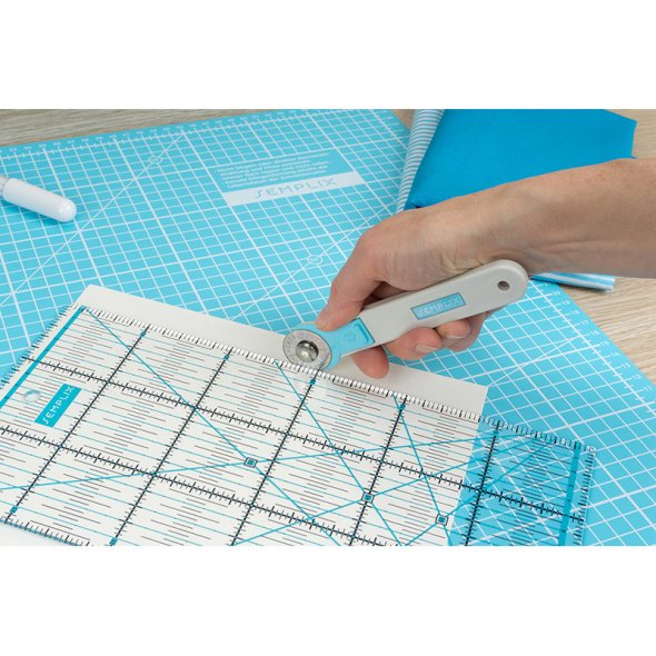 Semplix Rollschneider Mini 3 Klingen (28 mm/ gerade - Zacken - Wellen/  blau)