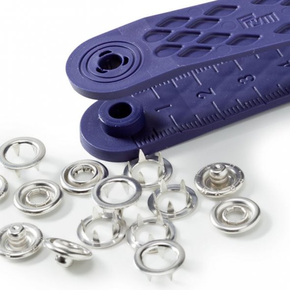 Prym Jersey Druckknöpfe (12 mm/ silberfarbig/ weiß/ 6 St./ inkl. Werkzeug)