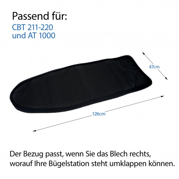 Knittax Bügeltischbezug schwarz Nomex für CBT 211 - 220 hält besonders lange!