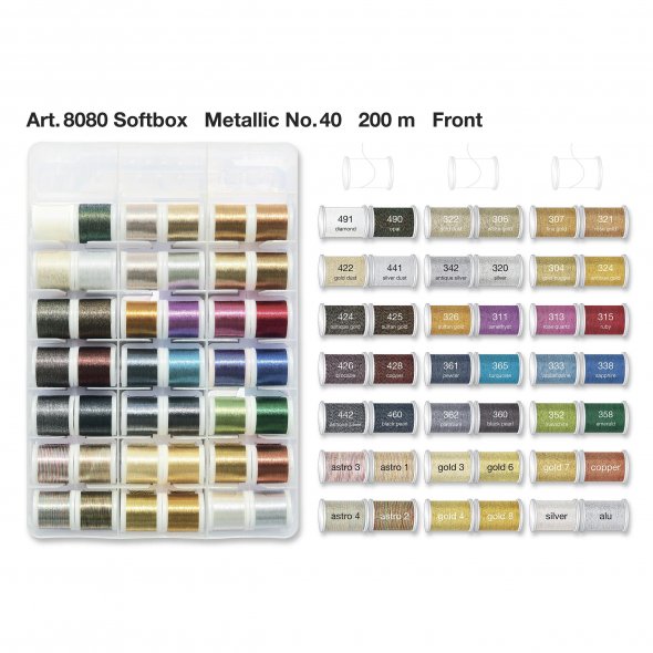 Madeira Metallic No.40 Garnbox (80 Farben/ 200 m)