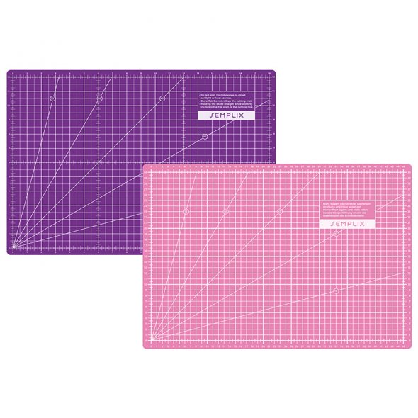 Semplix Schneidematten-Set A3 pink/lila/ Lineal/ Rollschneider 28 mm