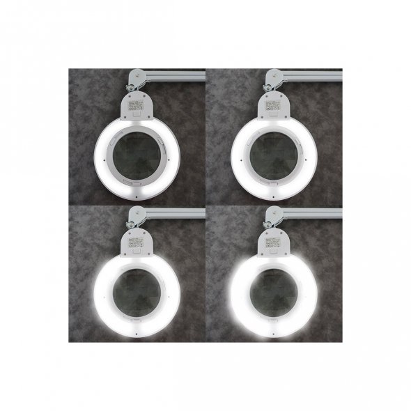 Semplix LED Lupen-Tischlampe weiß (60 PCS LED/ 3D Linse/ dimmbar/ Tischklemme)