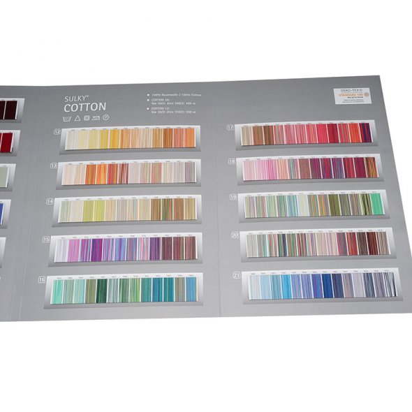 Sulky COTTON Farbkarte - mit echtem Garn gewickelt
