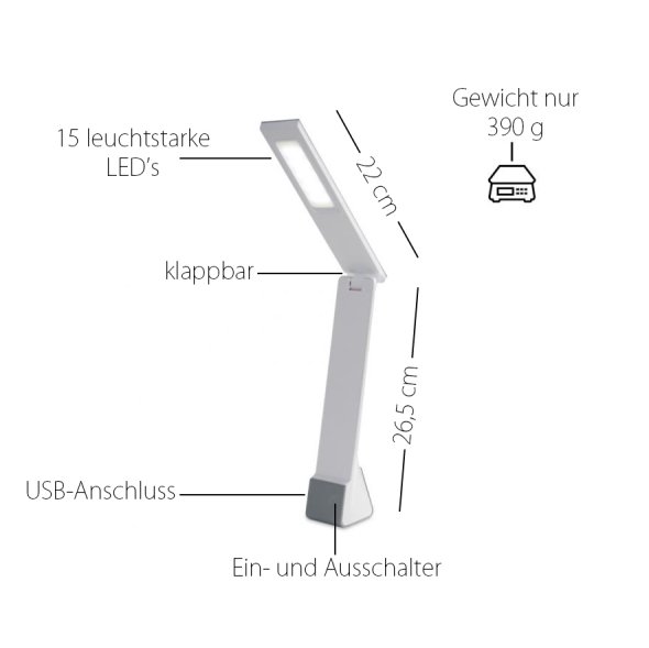 Purelite wiederaufladbare LED-Lampe (Tageslicht/ USB Aufladung)