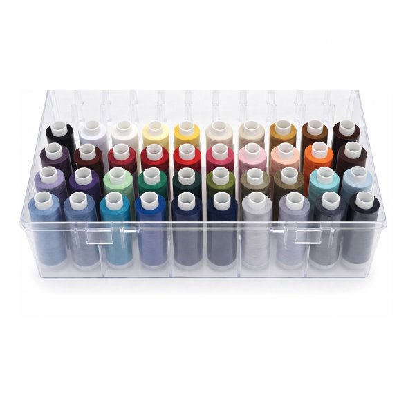 Acryl-Garnbox gefüllt mit 40 Farben Gütermann Toldi (500 m) Näh- und Stickgarn