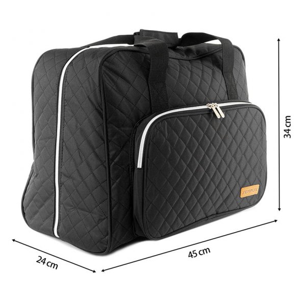 Semplix Nähmaschinentasche Quilting (schwarz/ Reißverschluss silber)