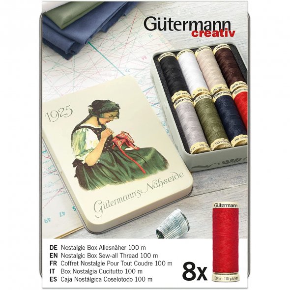 Gütermann Nostalgie-Box Allesnäher-1 (8 Farben/ 100 m)