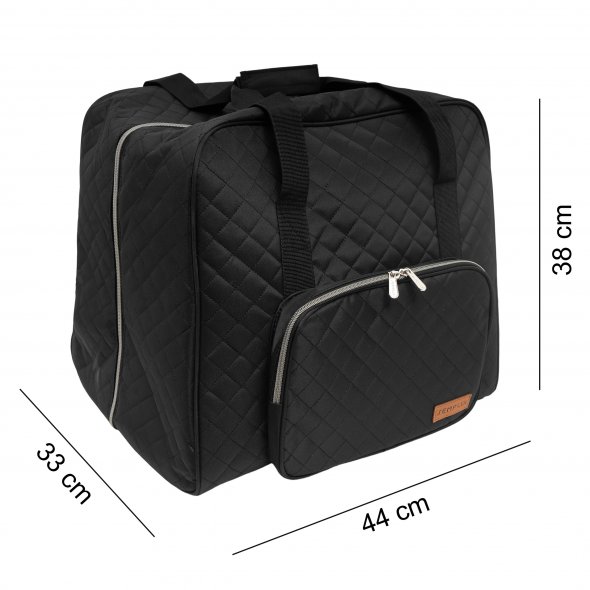 Semplix Overlocktasche Quilting (schwarz/ Reißverschluss silber)