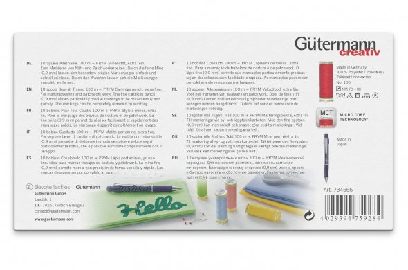 Gütermann Nähfaden-Set + Prym Minenstift (10 Spulen/ 100 m)