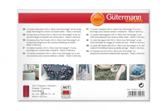 Gütermann Nähfaden-Set 734001-1 Allesnäher (12 Spulen/ 250 m)