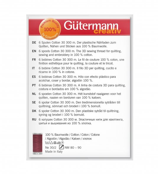 Gütermann Nähfaden-Set 734022-1 Cotton 30 (6 Spulen/ 300 m)