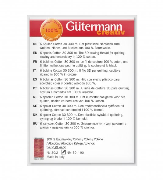 Gütermann Nähfaden-Set 734022-2 Cotton 30 (6 Spulen/ 300 m)