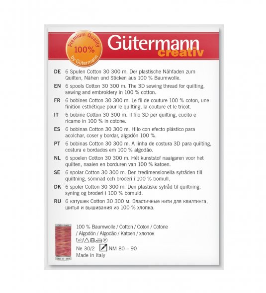 Gütermann Nähfaden-Set 734022-3 Cotton 30 (6 Spulen/ 300 m)