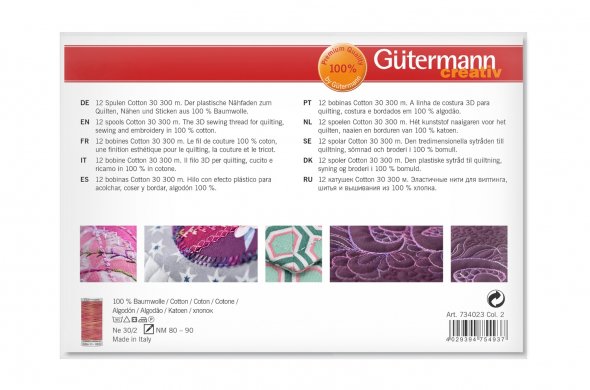 Gütermann Nähfaden-Set 734023-2 Cotton 30 (12 Spulen/ 300 m)