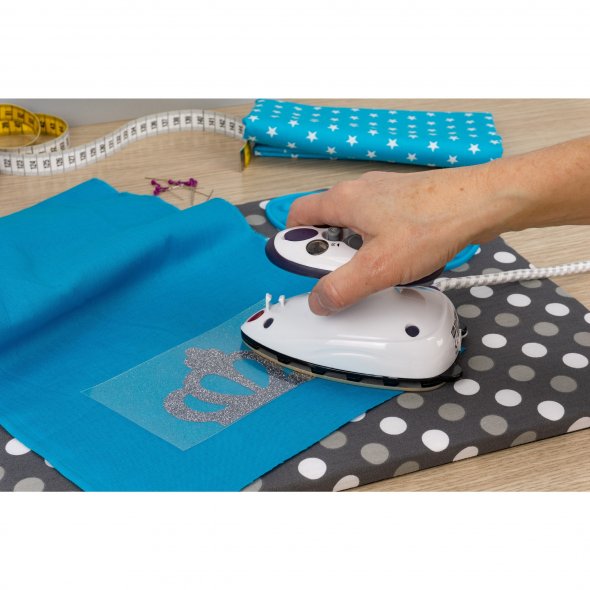 Semplix Bügelunterlage grau + Mini Silikon Bügeleisenablage lila